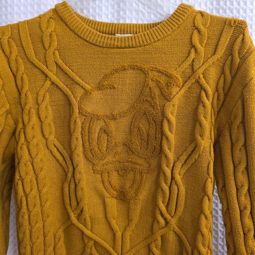 Disney Store DONALD DUCK Soft Sweater Mustard Yellow Women's Large EXCELLENT